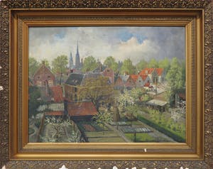 Jan Theuns - Olieverf op doek, Stadsgezicht - Ingelijst kopen? Bied vanaf 200!