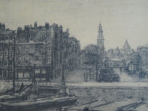 Louis Landre - Ingelijste litho, Prins Hendrikkade Amsterdam – ca 1925 kopen? Bied vanaf 25!