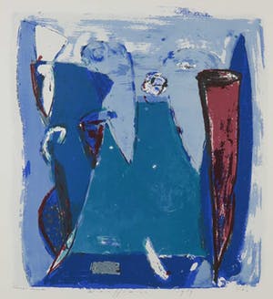 Piet Warffemius - Zeefdruk, Blauwe droom - Ingelijst kopen? Bied vanaf 1!