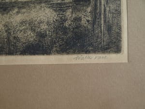 Walter Vaes - Ets , “Kerkinterieur”, Veere, Zeeland? – gesigneerd & ingelijst – ca 1915 kopen? Bied vanaf 10!