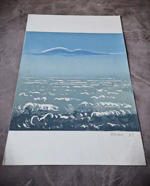 Wally Elenbaas - Mooie kleuren lithografie "kust" - zeer kleine oplage (12) - gesigneerd kopen? Bied vanaf 57!