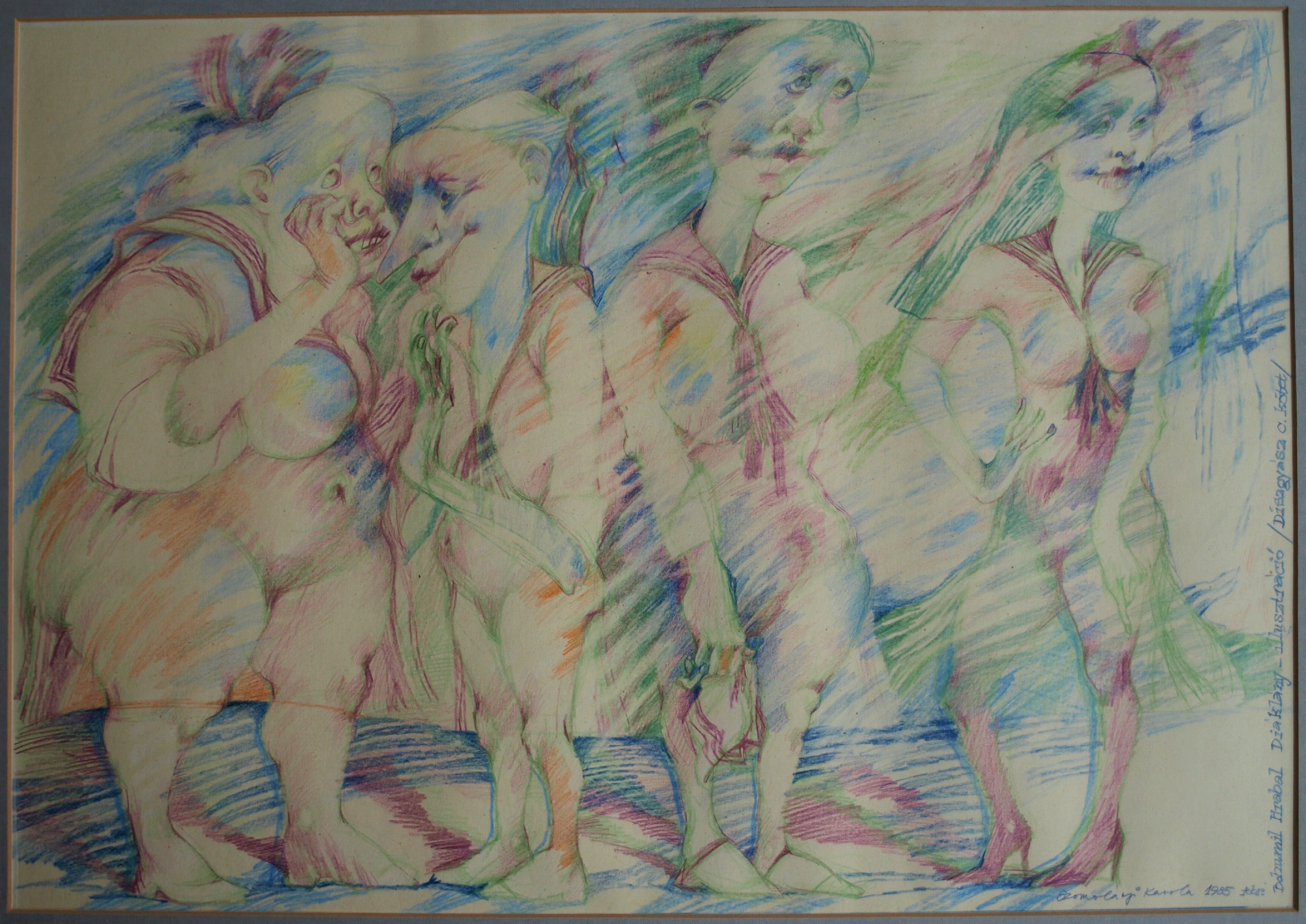 Niet of onleesbaar gesigneerd - Tekening , “Roddelende dames” – gesigneerd – 1985 kopen? Bied vanaf 1!