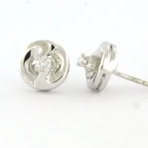 14k wit gouden oorknoppen bezet met briljant geslepen diamant tot. 0,12ct kopen? Bied vanaf 340!