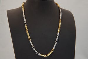 1229 - Stevig Italiaans 18 karaats BI-color met "Monte  Carlo" schakel - gekeurd kopen? Bied vanaf 1570!