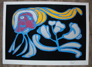 Karel Appel - Grote kleurenzeefdruk: Floating flower passion - 1978 kopen? Bied vanaf 1!