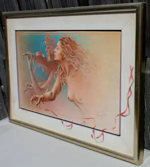 Poen de Wijs - Ingelijste olieverf op paneel: 'Inpromptu in rood' kopen? Bied vanaf 1250!