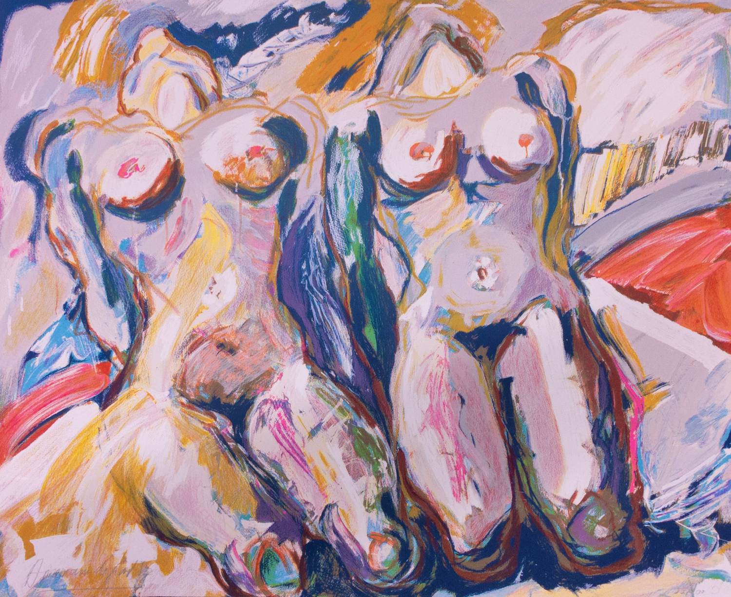 Annemarie de Groot - Litho, Twee naakten kopen? Bied vanaf 40!