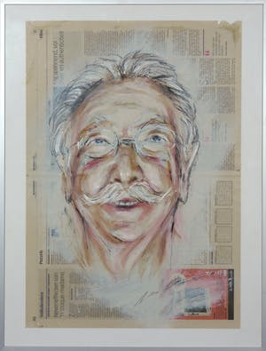 Wim de Bruin - Krantenpapier met gemengde techniek, Dick Bruna - Ingelijst kopen? Bied vanaf 1!