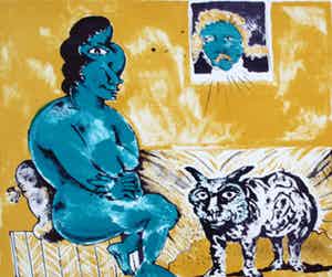 Lucebert - Litho: hoog bezoek - 1973 verkocht voor € 225!