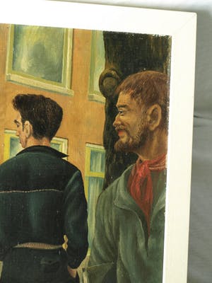 Niet of onleesbaar gesigneerd - Olieverf op doek , Op een gracht in Amsterdam – ingelijst - 1958 kopen? Bied vanaf 1!