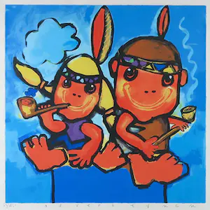 Ad Verstijnen - Zeefdruk, Indianenverhalen - Ingelijst (Groot) kopen? Bied vanaf 70!