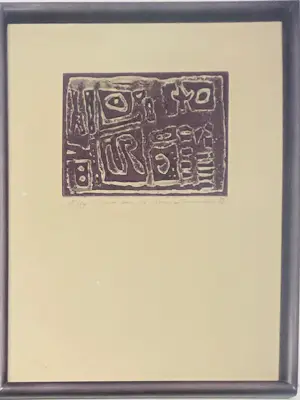 Corneille - Ingelijste kleurenets „Tekens in de steen“, 1953. Nummer 15/30 kopen? Bied vanaf 900!