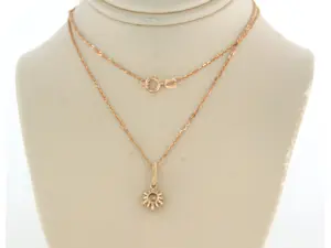 14k rosé gouden collier en hanger met briljant geslepen diamanten tot. 0.26ct kopen? Bied vanaf 375!