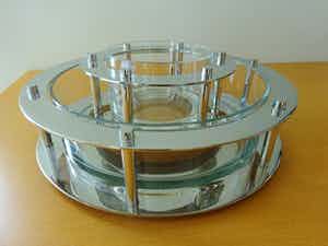 Jan des Bouvrie - Twee RVS schalen met glazen binnenschaal- Keltum verkocht voor € 95!