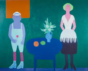 Jan Roëde - Litho op papier, Twee figuren bij een tafel - Ingelijst kopen? Bied vanaf 200!