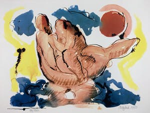 Nic Jonk - kleurenzeefdruk - 'Geliefden in de avondzon' - 1980 kopen? Bied vanaf 149!