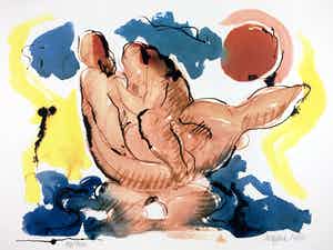 Nic Jonk - kleurenzeefdruk - 'Geliefden in de avondzon' - 1980 verkocht voor € 149!