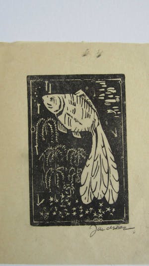 Jac. de Beer - Houtsnede "vis" kopen? Bied vanaf 7!