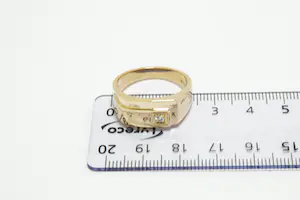 2 - massieve 14Krt geel gouden design solitair ring met diamant kopen? Bied vanaf 370!
