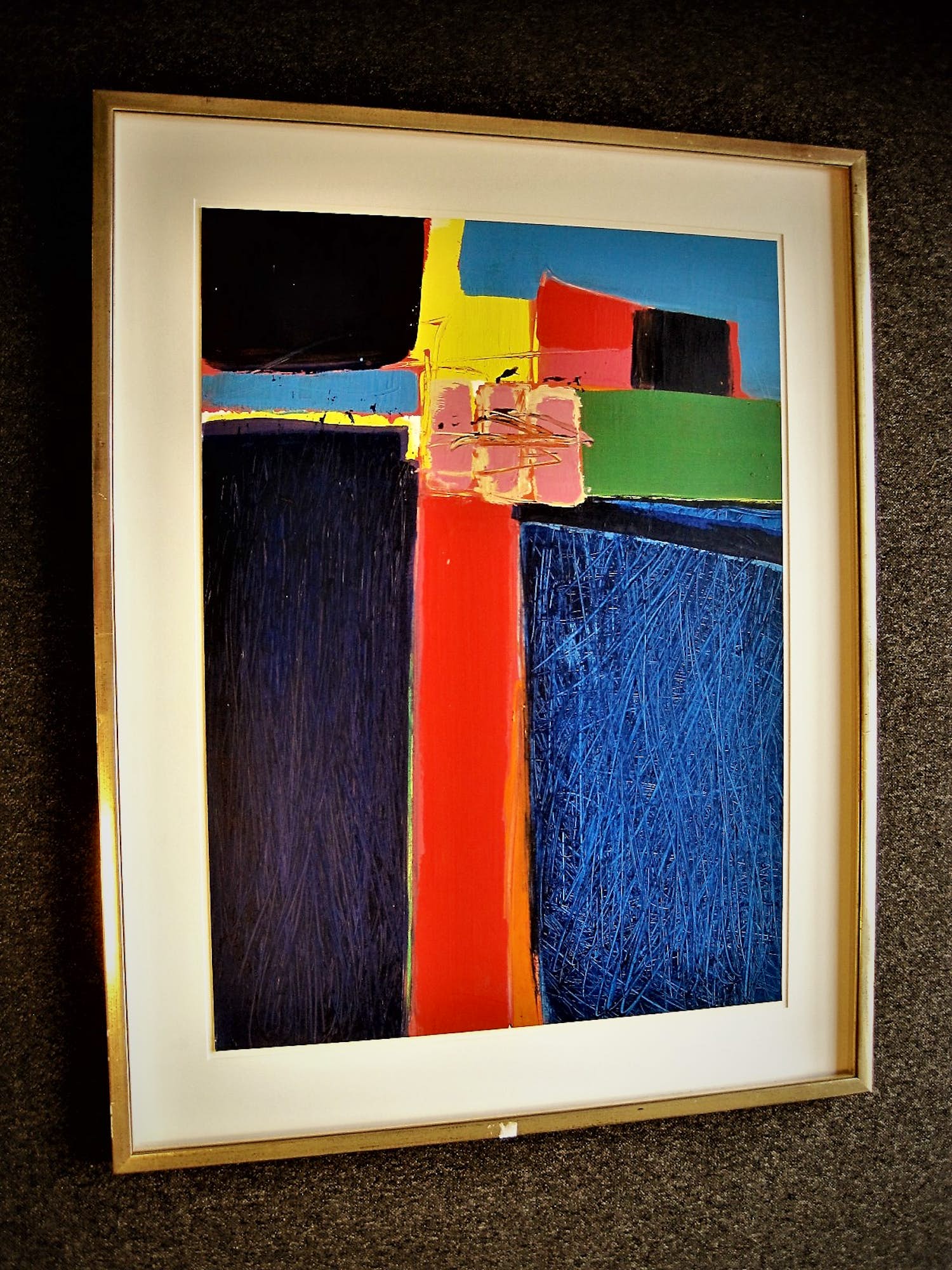 Arty Grimm - GROOT expressionistisch olieverf op board - abstracte compositie - 1992 verkocht voor € 1!