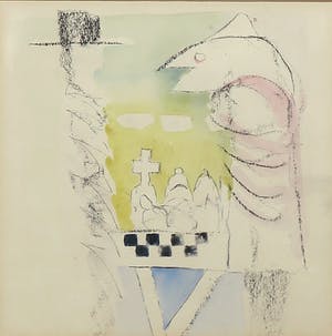 Ruud van der Beele - Aquarel en potlood op papier, Zonder titel - Ingelijst kopen? Bied vanaf 1!