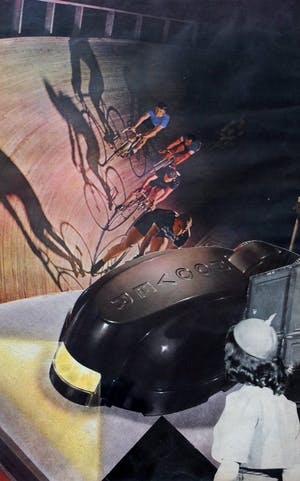 Henri Plaat - collage: Baanwielrenners, vrouw en "Hoover "(stofzuiger) - 2013 kopen? Bied vanaf 125!