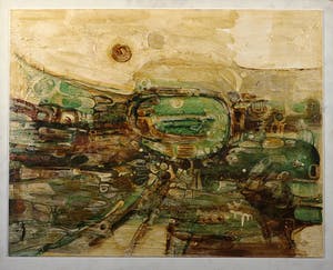 Jack Harden - Gemengde techniek op board, Psychosomatisch landschap - Ingelijst kopen? Bied vanaf 50!