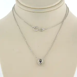 14k gouden collier en hanger met saffier en briljant geslepen diamant tot.0.05ct kopen? Bied vanaf 190!