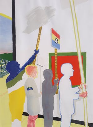 Roger Raveel - De schilderijenoptocht, litho (mooi ingelijst, groot) kopen? Bied vanaf 1050!