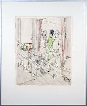 Henk Visch - Ets, Intimiteit nr. 2 - Ingelijst verkocht voor € 200!