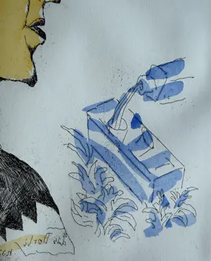 Lucebert - Ets met aquarel | 'Das Dorli, naar Ernst Ludwig Kirchner' | 1993 kopen? Bied vanaf 200!