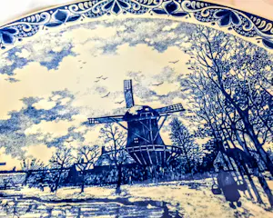 Chemkefa - Wandteller Keramik Delft Blauw Dekor Winterlandschaft nach F.J. du Chattel 70er kopen? Bied vanaf 70!