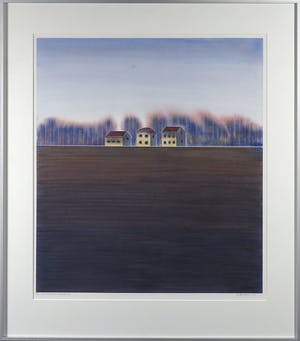 Willem de Vries - Linosnede, Hilversumse Meent II - Ingelijst kopen? Bied vanaf 80!