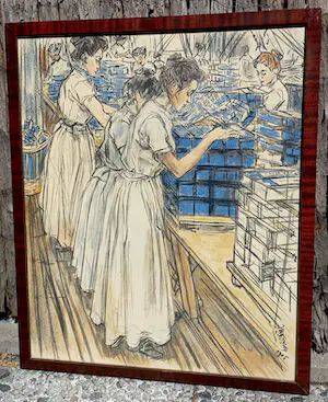 Jan Toorop - Inpakkerij in kaarsenfabriek, litho (netjes ingelijst) kopen? Bied vanaf 375!
