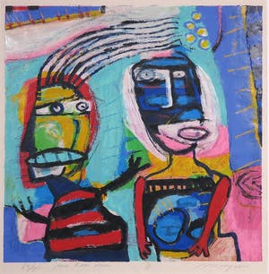 Henk Vierveijzer - Zeefdruk, Me haar doen - Ingelijst kopen? Bied vanaf 50!