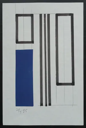 Siep van den Berg - COMPOSITIE MET BLAUW # 1995, collage, mint kopen? Bied vanaf 95!
