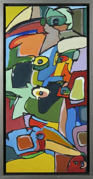 Frits Droog - Acryl op paneel, Moderne compositie - Ingelijst kopen? Bied vanaf 100!