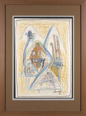 Jacques Doucet - Pastelkrijt, Abstracte compositie - Ingelijst kopen? Bied vanaf 1!