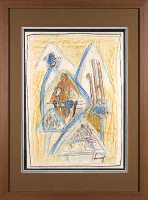 Jacques Doucet - Pastelkrijt, Abstracte compositie - Ingelijst verkocht voor € 1!