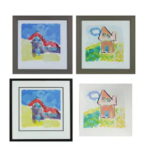 AcheterHenk van Vessem - Set van vier litho's, Huisjes - Ingelijst? Enchérissez de 30!