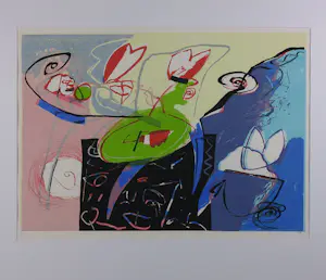 Pieter Vermeulen - Zeefdruk, Op tafel - Ingelijst kopen? Bied vanaf 50!