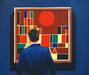 Gerard Boersma - Brug Und Sonne (Man genietend van schilderij Paul Klee) kopen? Bied vanaf 400!