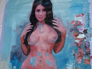 Peter Klashorst - Acrylverf op doek , “Naakt” – GROOT - 2017 – 122 x 94 cm kopen? Bied vanaf 350!