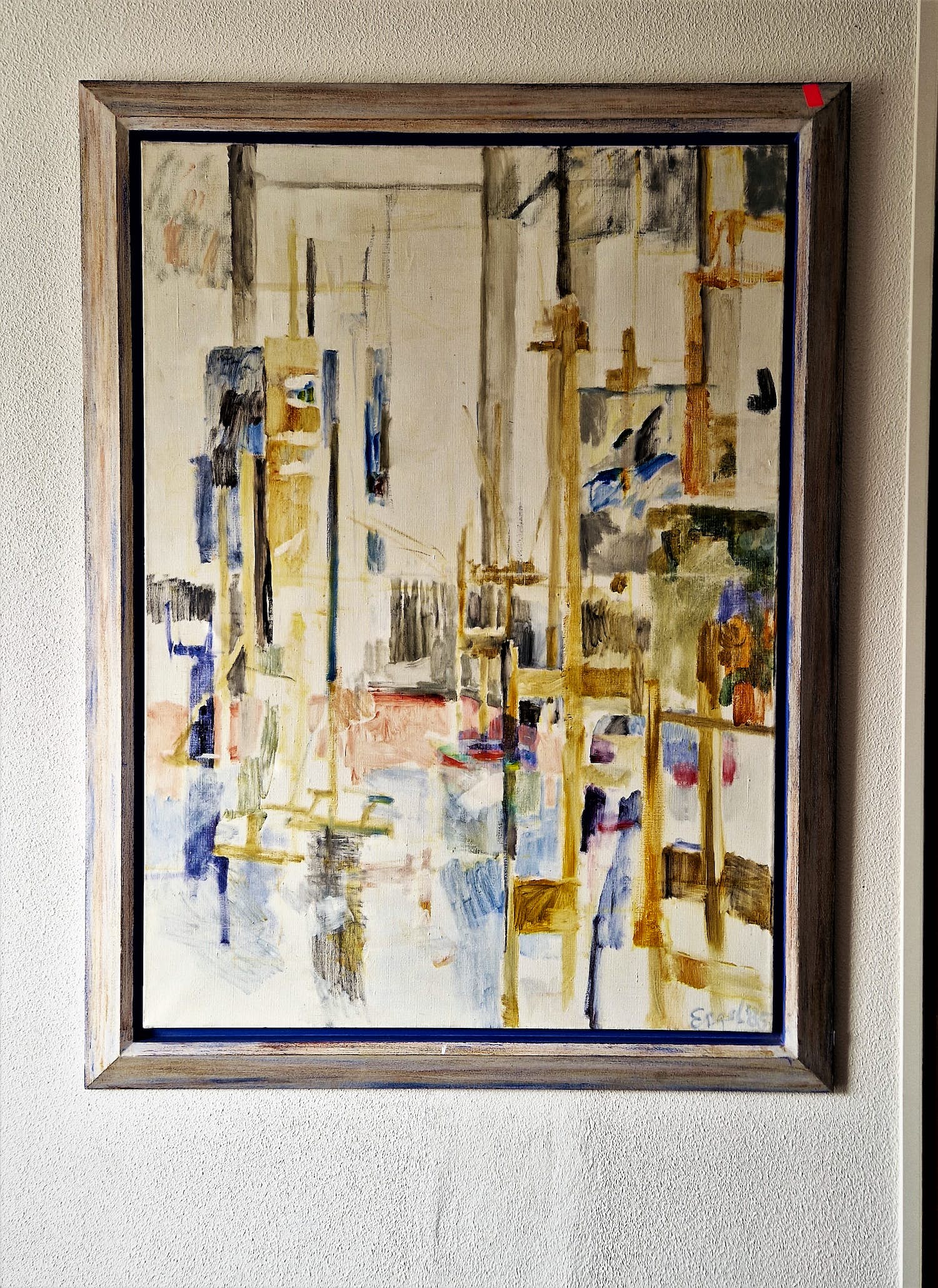 Niet of onleesbaar gesigneerd - GROOT geometrisch abstract olieverf gesigneerd ENGEL 1985 kopen? Bied vanaf 1!