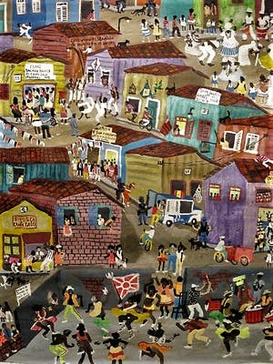 Niet of onleesbaar gesigneerd - Brazilië naïef schilderij "Straat scenes Rio de Janeiro " gesigneerd kopen? Bied vanaf 1!