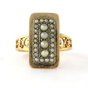 18k gouden ring bezet met parels - ringmaat 17 (53) kaufen? Bieten Sie von 400!