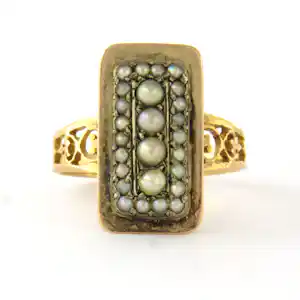 18k gouden ring bezet met parels - ringmaat 17 (53) kaufen? Bieten Sie von 400!