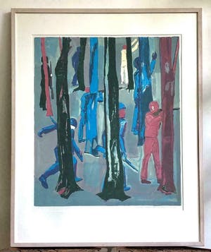 Hans Ebeling Koning - 2 ingelijste gesig litho's 'Bos Rechts en Bos Links kopen? Bied vanaf 170!