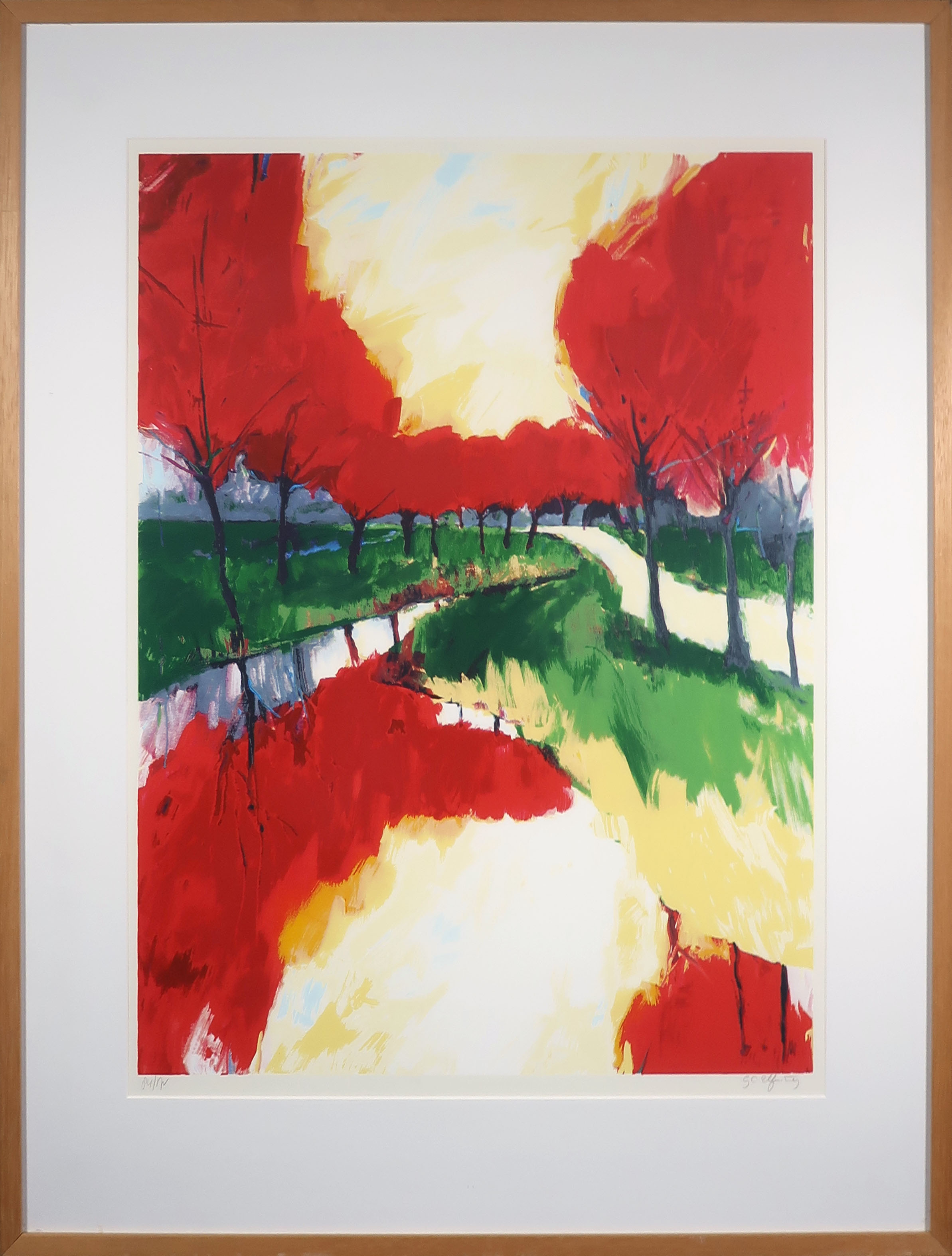 Gerda Elfring - Zeefdruk, Landschap - Ingelijst (Groot) verkocht voor € 35!