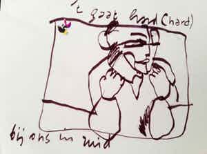 Herman Brood - tekening 't gaat hard, ingelijst verkocht voor € 170!